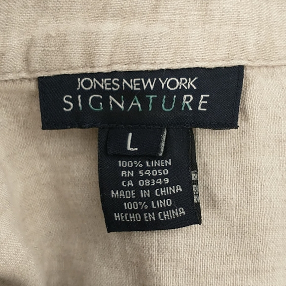Natural 100% Linen Short Tie Front Top Sexy Safari Neutral Shirt 41" Bust MrkLg - Picture 6 of 13